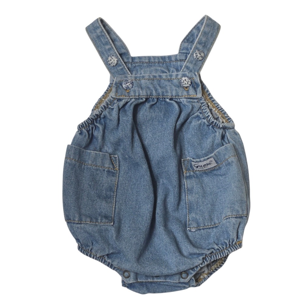 Vintage Baby Guess Denim‎ Bubble Romper One Piece Overalls 9 Months USA Made